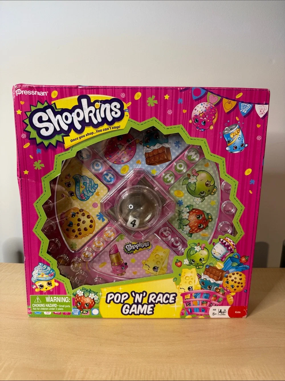 Shopkins Pop 'N' Race Game - Pink and Yellow